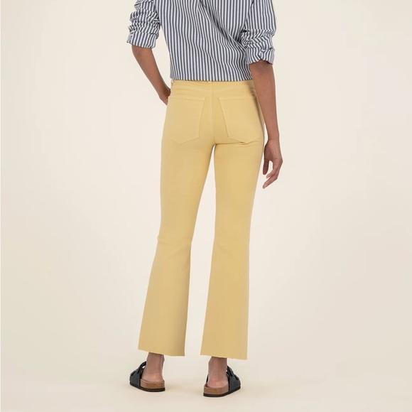 KUT From The KLOTH Jeans Kelsey Ankle Flare Distressed Yellow Denim Plus Size 14 - Picture 4 of 7